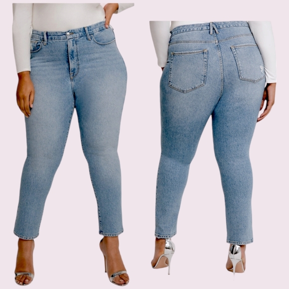 Good American Denim - NEW Good American Good Classic Straight Leg Jeans Light Blue 636 Plus Size 18